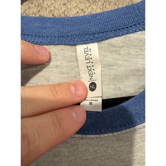 Next Level Apparel Women's Size Medium 3/4 Sleeves Maternity T-shirt Gray/Blue - Picture 3 of 4